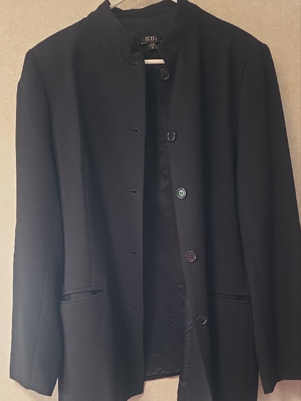 BCBG Women's Black Stand-Collar Button Jacket - Picture 5 of 6